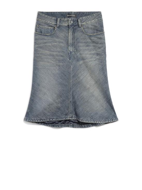 25FW 발렌시아가 미디 스커트 852330 TTW763394 NAVY GREEN YELLOW