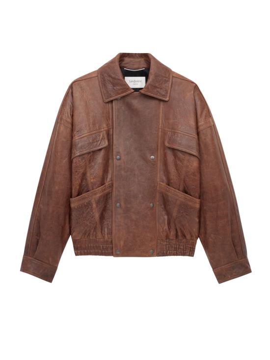 25FW 생로랑 가죽 자켓 843931 YCSX22800 Brown