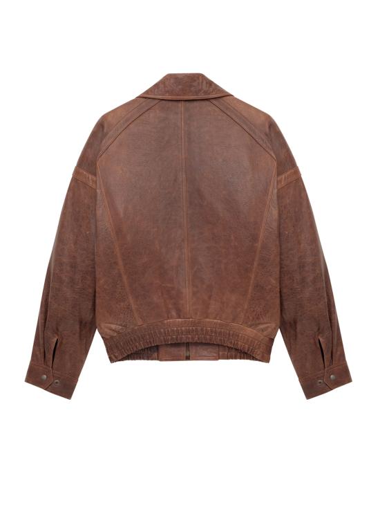 25FW 생로랑 가죽 자켓 843931 YCSX22800 Brown - SAINT LAURENT