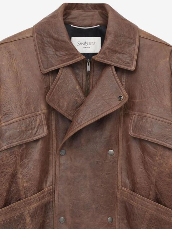 25FW 생로랑 가죽 자켓 843931 YCSX22800 Brown - SAINT LAURENT
