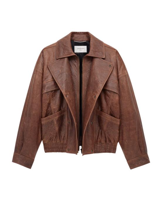 25FW 생로랑 가죽 자켓 843931 YCSX22800 Brown - SAINT LAURENT