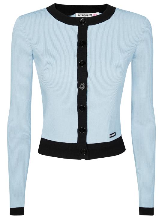 25FW [키즈] 파트리지아페페 가디건 7K0064 K9G3 J4M6 CASHMERE BLUE NERO BIANCO NERO