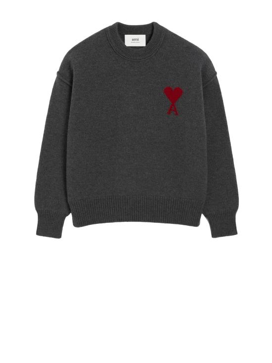 25FW 아미 빅 하트 울 크루넥 스웨터 UKS838 018 084 HEATHER GREY RED