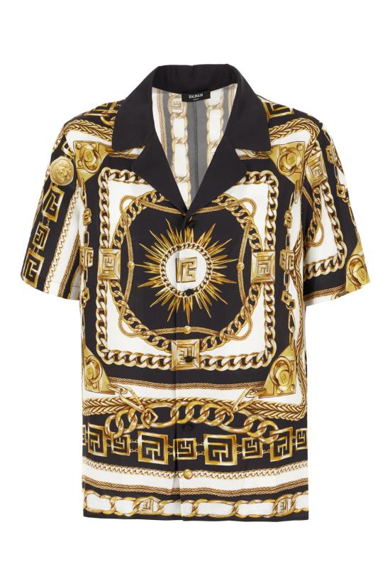 25FW 발망 긴팔 셔츠 FH1HN150VI41 EDC NOIR BLANC OR