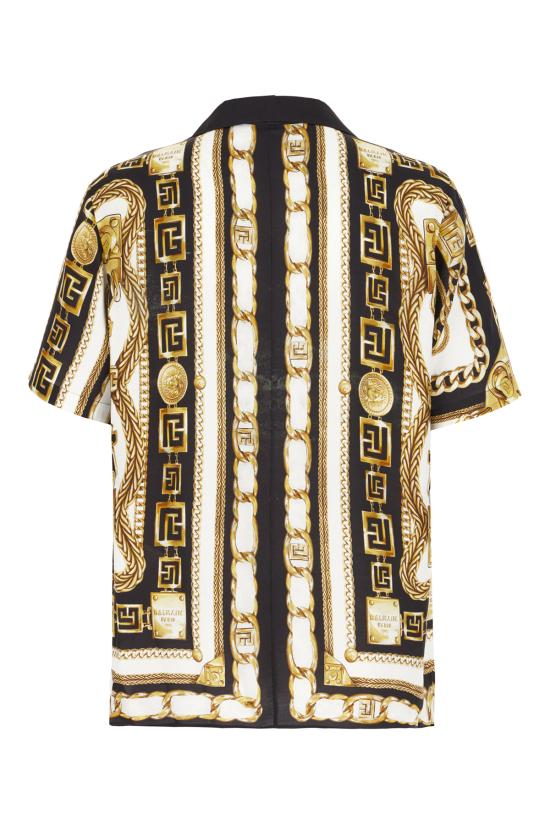 25FW 발망 긴팔 셔츠 FH1HN150VI41 EDC NOIR BLANC OR - BALMAIN