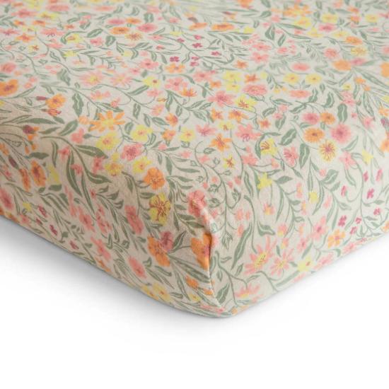  [키즈] 무쉬 침구 Mushie Extra Soft Muslin Crib Sheet (파스텔 블룸) - MUSHIE