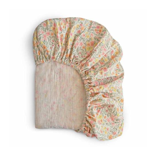  [키즈] 무쉬 침구 Mushie Extra Soft Muslin Crib Sheet (파스텔 블룸)