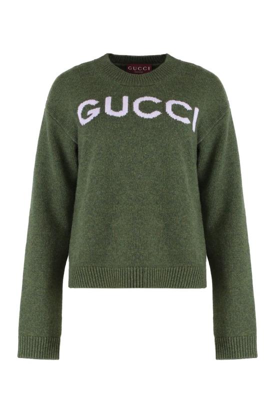 25FW 구찌 인타르시아 울 탑 스웨터 770072XKEBC 3035 GREEN