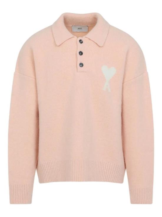 25FW 아미 ADC 알파카 폴로 스웨터 UPL408 KN0135 6807 POWDER OFF WHITE