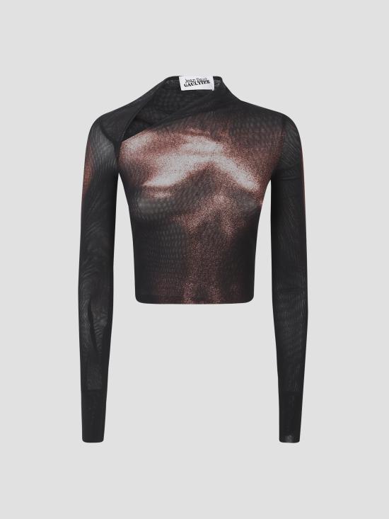 25FW 장 폴 고티에 후드 티셔츠 2504WTO351M010P 0060 BLACK BROWN