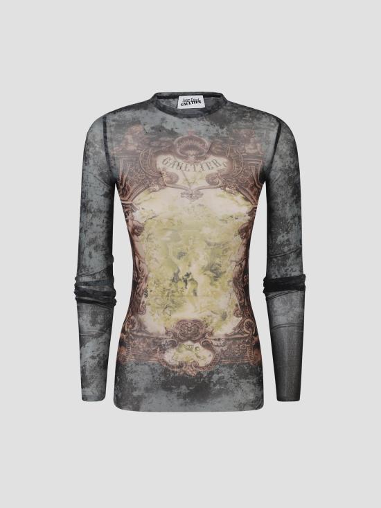 25FW 장 폴 고티에 후드 티셔츠 2504WTO305M006P 005740 BLACK VINTAGEBLUE GREEN