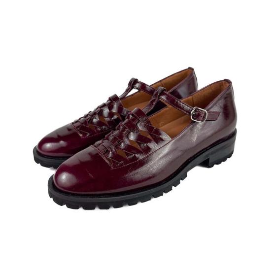  나귀사 힐/펌프스 나기사 이마이 메리 제인 버건디 글로스 - NAGUISA