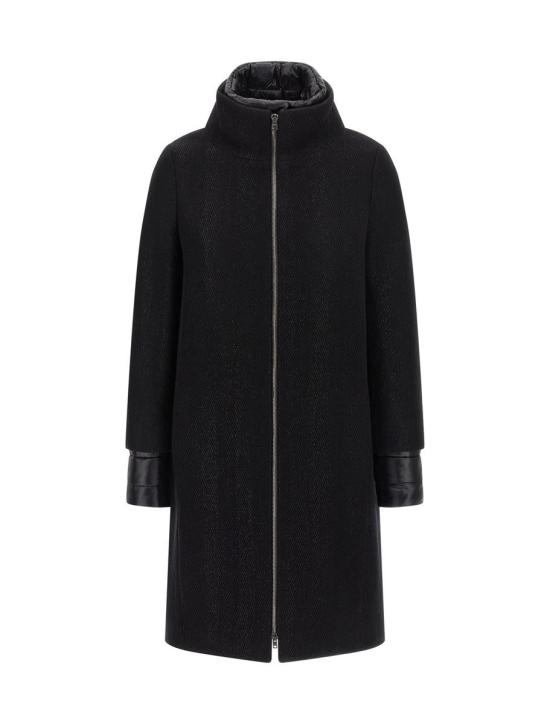 25FW 에르노 지그재그 위브 하이넥 코트  CA000590D334709300 Black