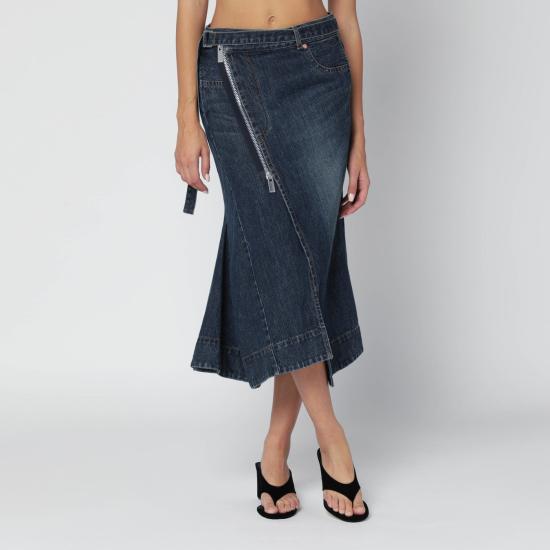 25FW 사카이 롱 스커트 25 08195DE Blue