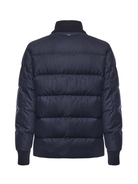 25FW 에르노 글렌 체크 울 캐시미어 보머 숏패딩 PI001301U 334529200 Blue - HERNO