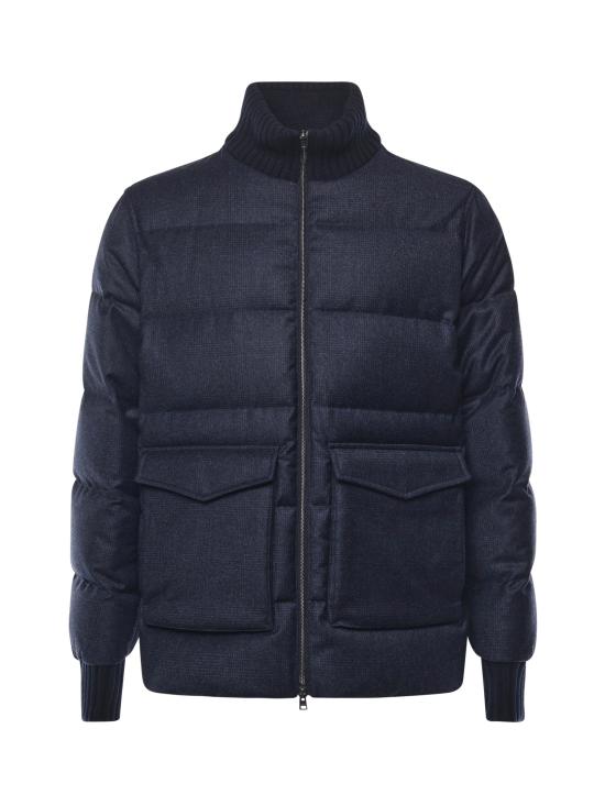 25FW 에르노 글렌 체크 울 캐시미어 보머 숏패딩 PI001301U 334529200 Blue