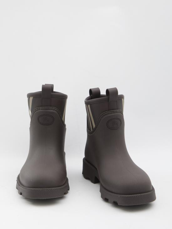 25FW 버버리 라운드 토 체크 레인 부츠 8114732 BROWN - BURBERRY