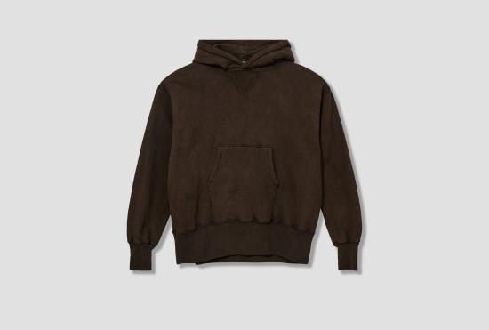 25FW 타이가 타카하시 긴팔 티셔츠 LOT.606 후드 스웨트셔츠 - 머드 염색 브라운 TTAW25606