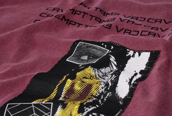 25FW 카브엠트 반팔 티셔츠 오버다이 수사학 작업 T CES28T07 버건디 - CAV EMPT
