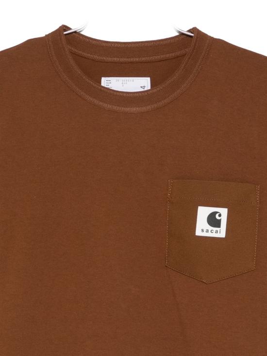 25FW 사카이 X 칼하트 WIP 반팔 티셔츠 25 00994S 642 Brown - SACAI X CARHARTT WIP