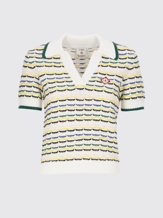 25FW 카사블랑카 폴로 티셔츠 WPF25KW1015 01 White - CASABLANCA