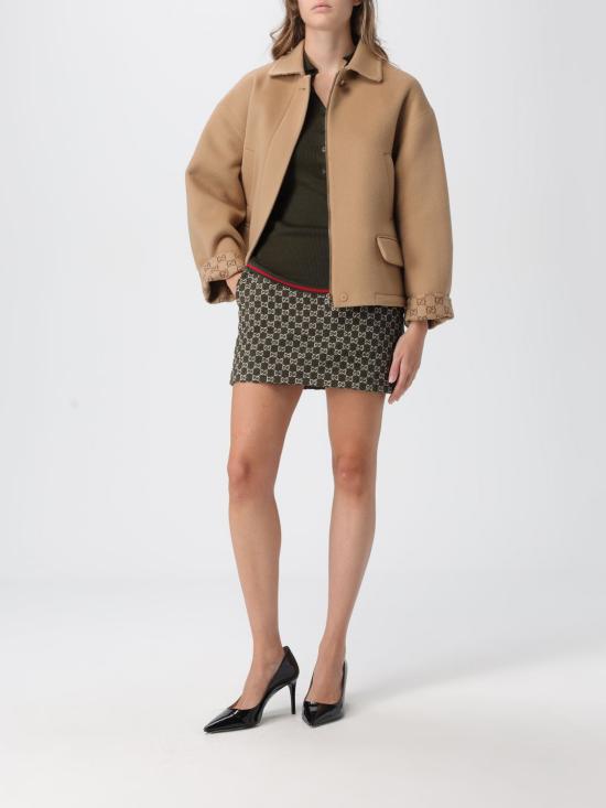 25FW 구찌 포인티드 칼라 울 집업 재킷 823859Z7ASL 2668 Camel - GUCCI