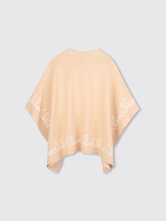 25FW [키즈] 끌로에 로고 자수 판초 C20667 257 Beige - CHLOE