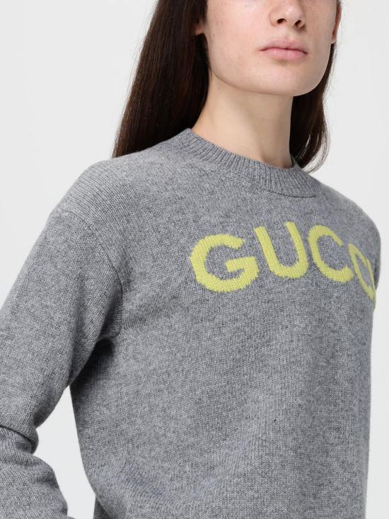 25FW 구찌 인타르시아 울 탑 스웨터 770072XKEBC 2323 Grey - GUCCI