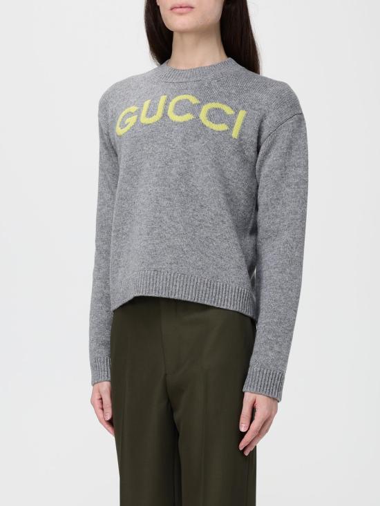 25FW 구찌 인타르시아 울 탑 스웨터 770072XKEBC 2323 Grey - GUCCI