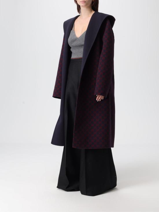 25FW 구찌 리버서블 GG 실크 울 블렌드 코트 793634ZAQW0 4692 Blue - GUCCI