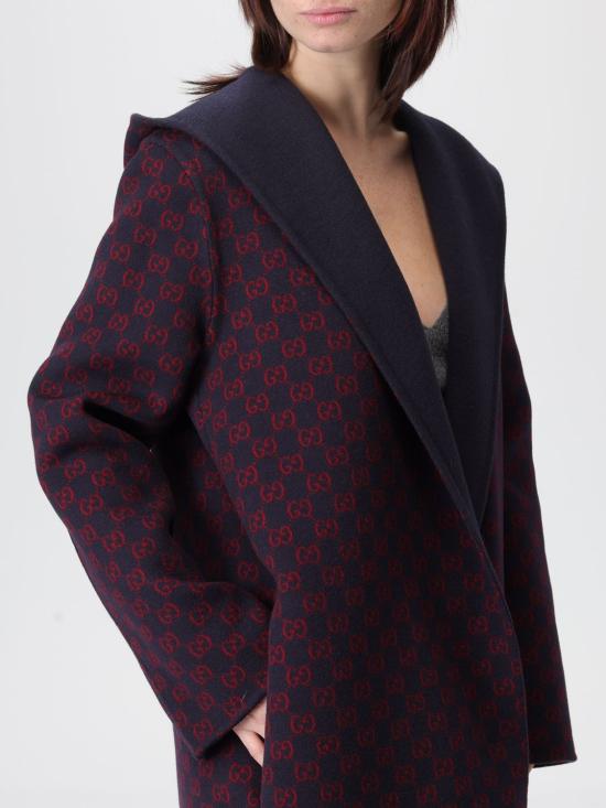 25FW 구찌 리버서블 GG 실크 울 블렌드 코트 793634ZAQW0 4692 Blue - GUCCI