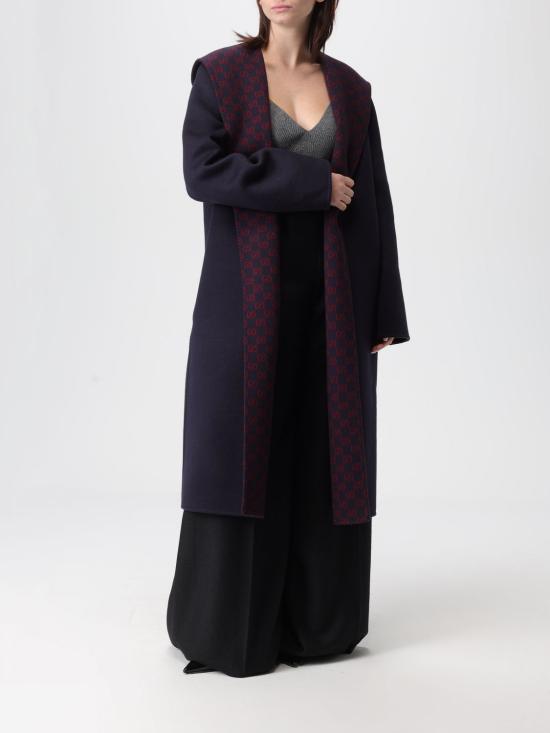 25FW 구찌 리버서블 GG 실크 울 블렌드 코트 793634ZAQW0 4692 Blue - GUCCI