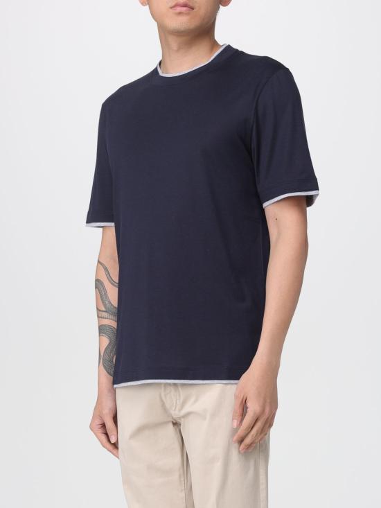 25FW 브루넬로 쿠치넬리 반팔 티셔츠 MH8367427 CD361 Navy - BRUNELLO CUCINELLI