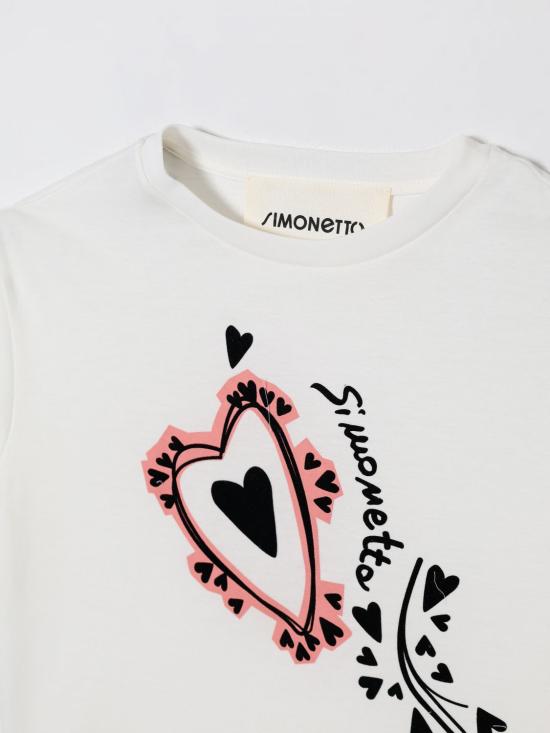 25FW [키즈] 시모네타 티셔츠 SX8A21J0177 101 Ivory - SIMONETTA