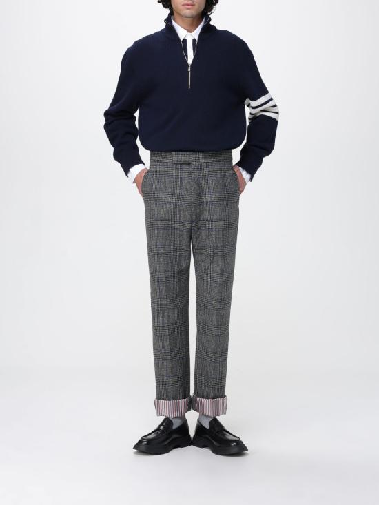 25FW 톰브라운 메리노 울 4-바 퍼널 넥 풀오버 MKA567AY1029 415 Blue - THOM BROWNE