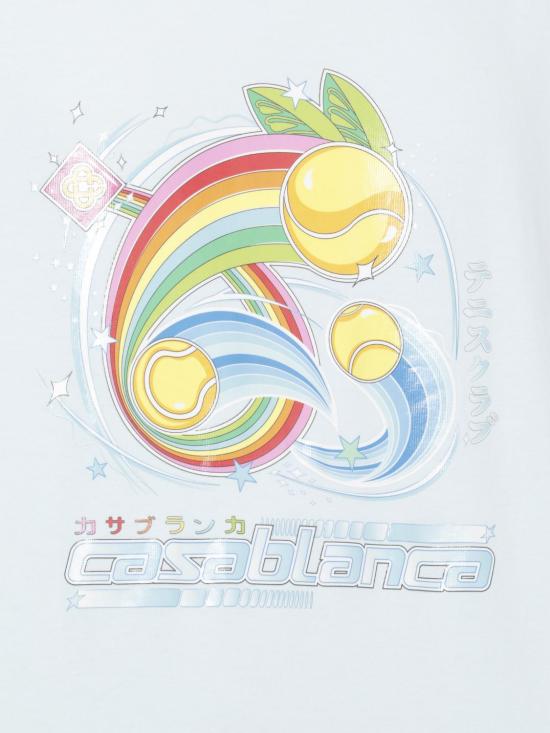 25FW 카사블랑카 반팔 티셔츠 MAW25JTS001 07 Blue - CASABLANCA