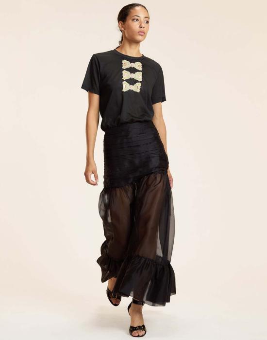  신시아 로리 반팔 티셔츠 신시아 로울리 포일 프린트 티셔츠 블랙 멀티 - CYNTHIA ROWLEY