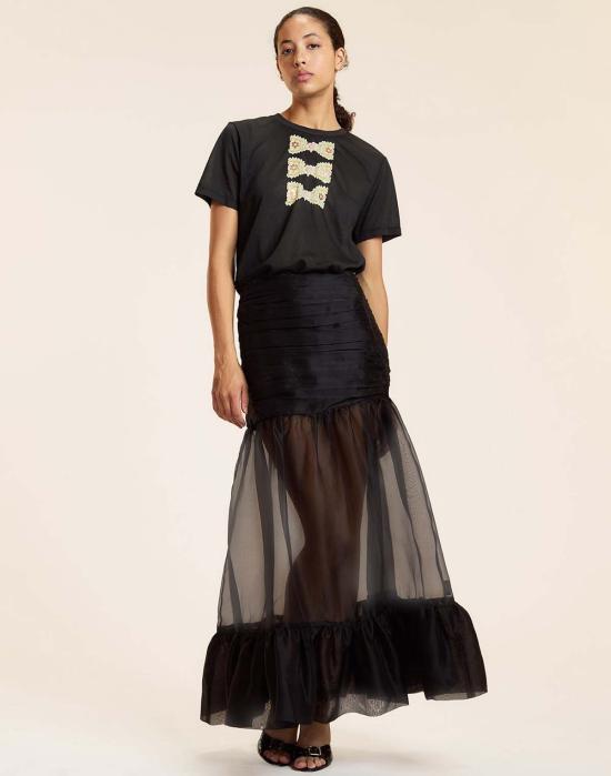  신시아 로리 반팔 티셔츠 신시아 로울리 포일 프린트 티셔츠 블랙 멀티 - CYNTHIA ROWLEY