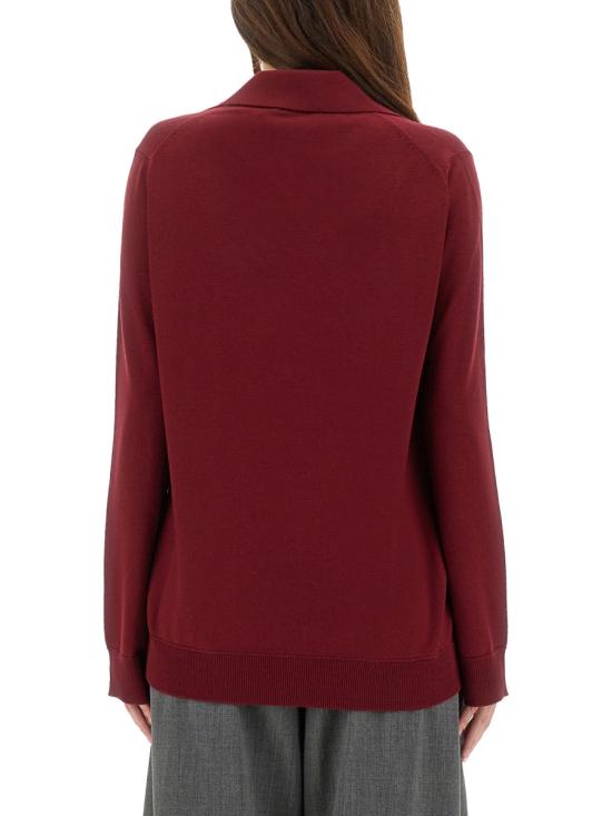 26FW 구찌 딥 브이넥 리브드 커프 울 폴로 스웨터 793883 XKFA86318 BORDEAUX - GUCCI
