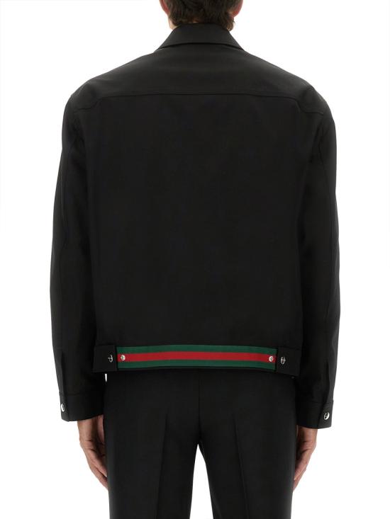 26FW 구찌 웹 디테일 코튼 트윌 자켓 827503 ZAQH51000 BLACK - GUCCI