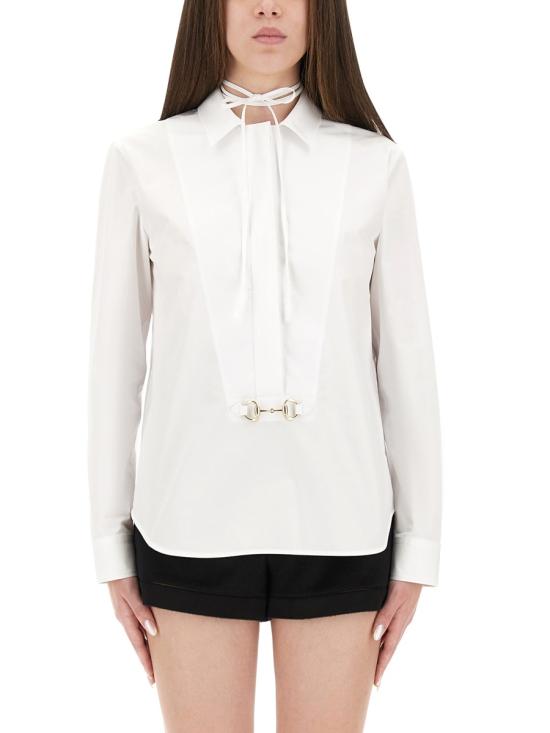 26FW 구찌 스빗 타이 넥 셔츠 831912 Z8B2P9000 WHITE - GUCCI