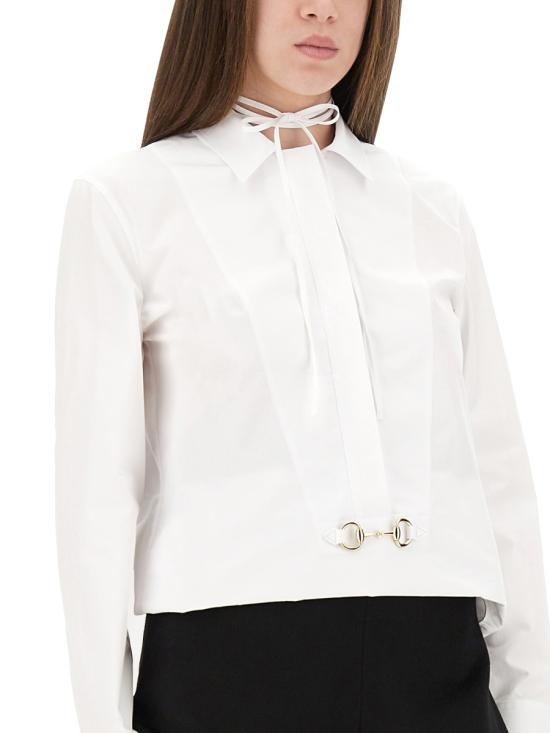 26FW 구찌 스빗 타이 넥 셔츠 831912 Z8B2P9000 WHITE - GUCCI