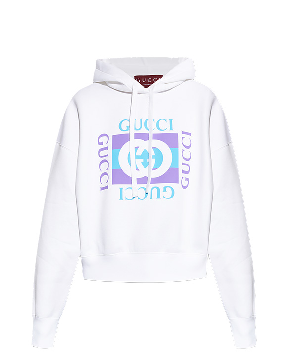 26FW 구찌 프린티드 코튼 후드 티셔츠 837935 XJHGJ9081 WHITE