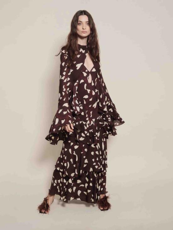 25FW 조한나 오티즈 블라우스 PT03368 DARKCHOCDARK CHOCOLATE ECRU RED Brown - JOHANNA ORTIZ