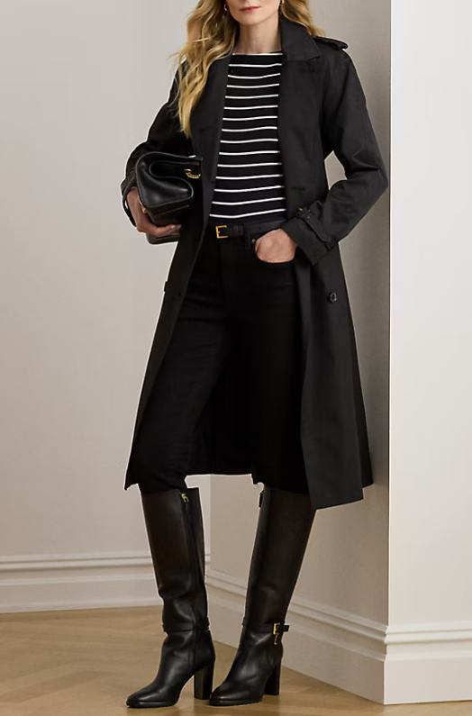 25FW 랄프 로렌 더블 브레스티그 트렌치 코트  297951259001BLACK Black - RALPH LAUREN