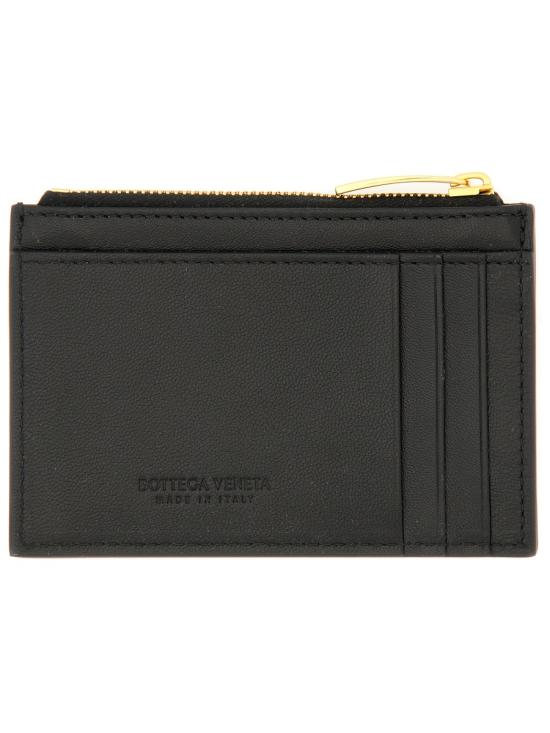 26FW 보테가베네타 인트레치아토 지퍼 카드 케이스 806032 VCPP38425 BLACK - BOTTEGA VENETA