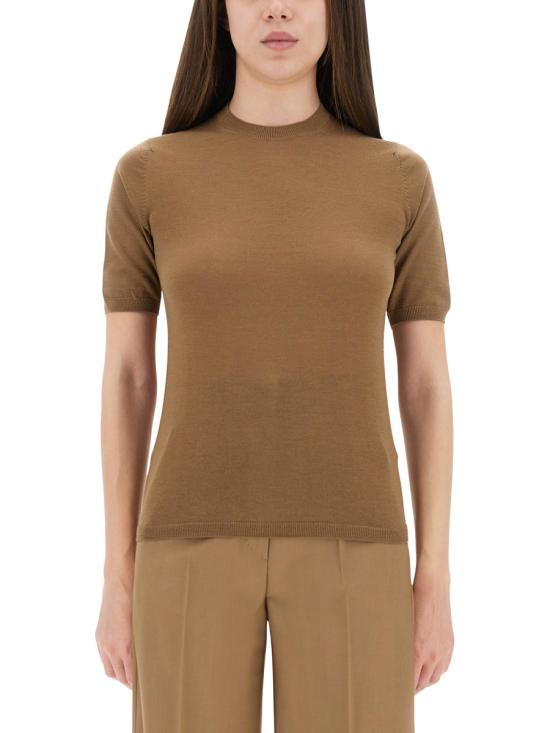 25FW 막스마라 GERICO 버진울 반소매 니트 탑 2521366161600 022004 BROWN