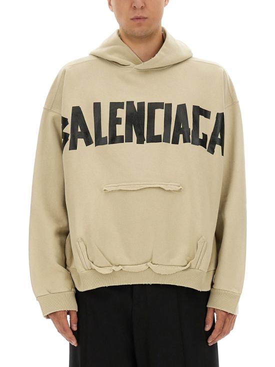 25FW 발렌시아가 테이프 포켓 후디 744441 TSV869501 BEIGE