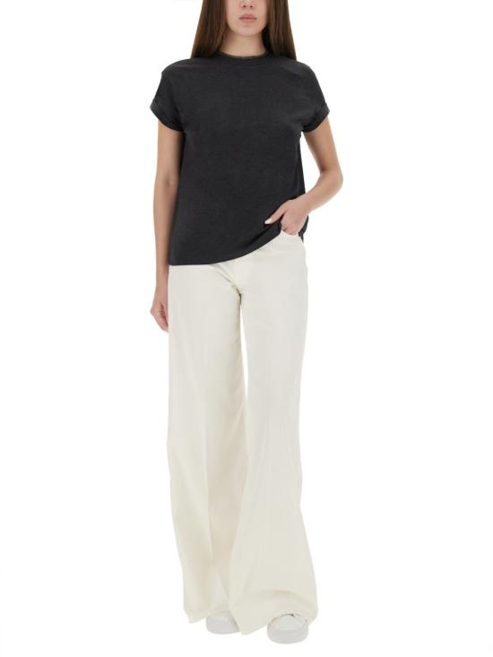 25FW 브루넬로 쿠치넬리 콘트라스트 트림 코튼 티셔츠 M0T18BD200 C055 CHARCOAL - BRUNELLO CUCINELLI