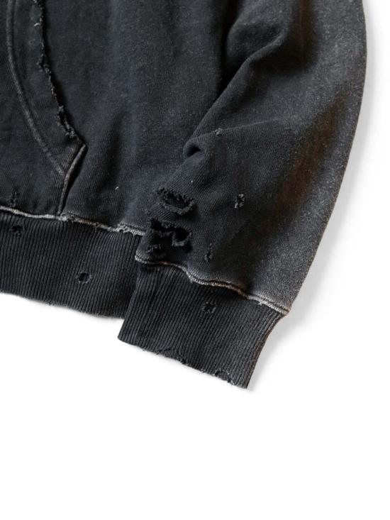  캐피탈 긴팔 티셔츠 SWT 니트 스릴러 데미지드 후드 티셔츠(스터드) - KAPITAL